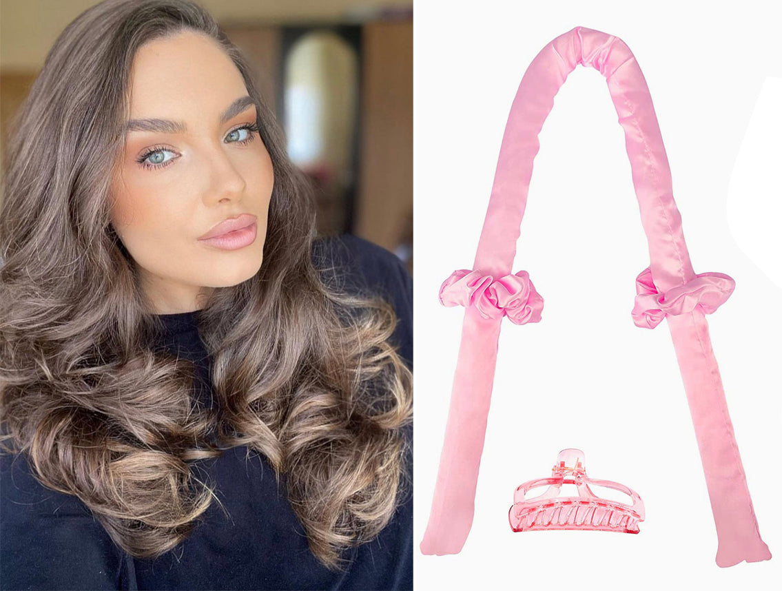 Set ondulator de par, Zola®, fara caldura, din spuma moale, accesorii incluse, lungime 100 cm, roz Set ondulator de par, Zola®, fara caldura, din spuma moale, accesorii incluse, lungime 100 cm, roz